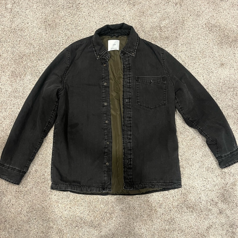 Mango - Quilted Denim Overshirt with Pocket